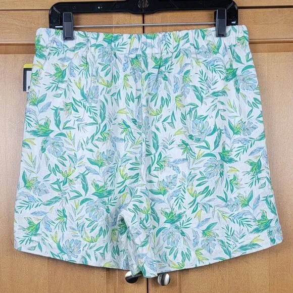 NWT Ellen Tracy Green Floral Print Linen Blend Skort - S - Picture 4 of 8